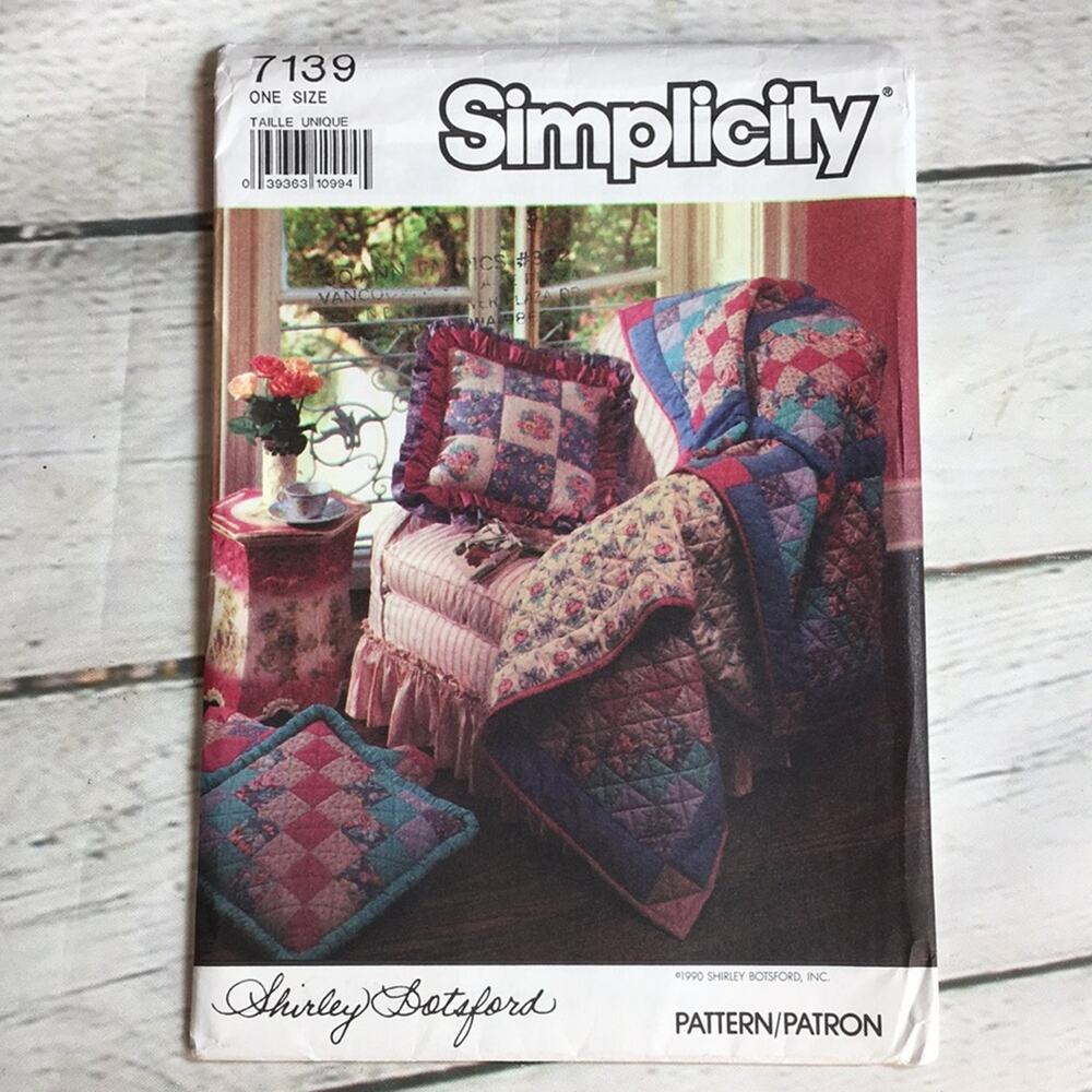 Vintage 1990 Simplicity School of Quilting Pattern 7139 by‎ Shirley Botsford